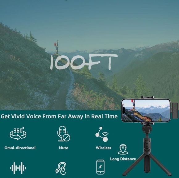 2 Pack Wireless Microphone for iPhone/Android USB C Lav Mic - Picture 5 of 7